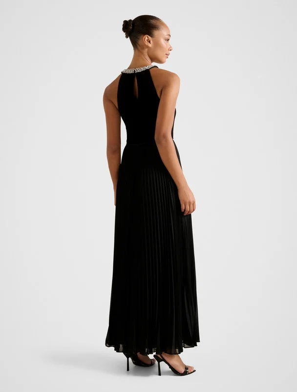 forever new  GWEN Halterneck Pleated Midi Dress for Women | Best Price UAE